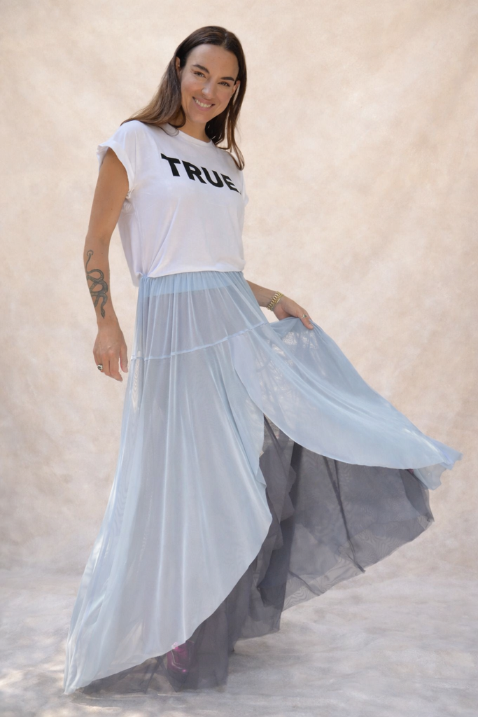 Pollera Merlot Sky blue
