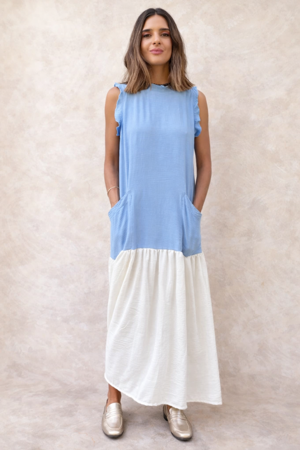 Vestido Italia LIGHT BLUE / WHITE