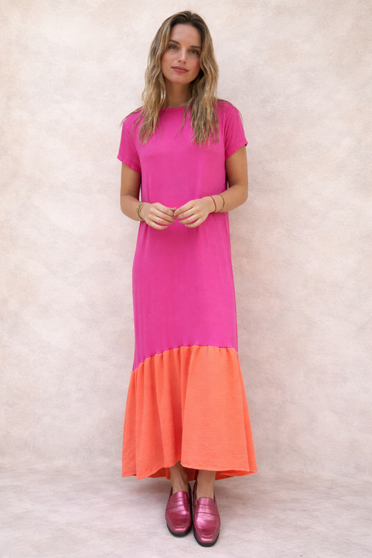 VESTIDO RUFALLO PINK/ORANGE