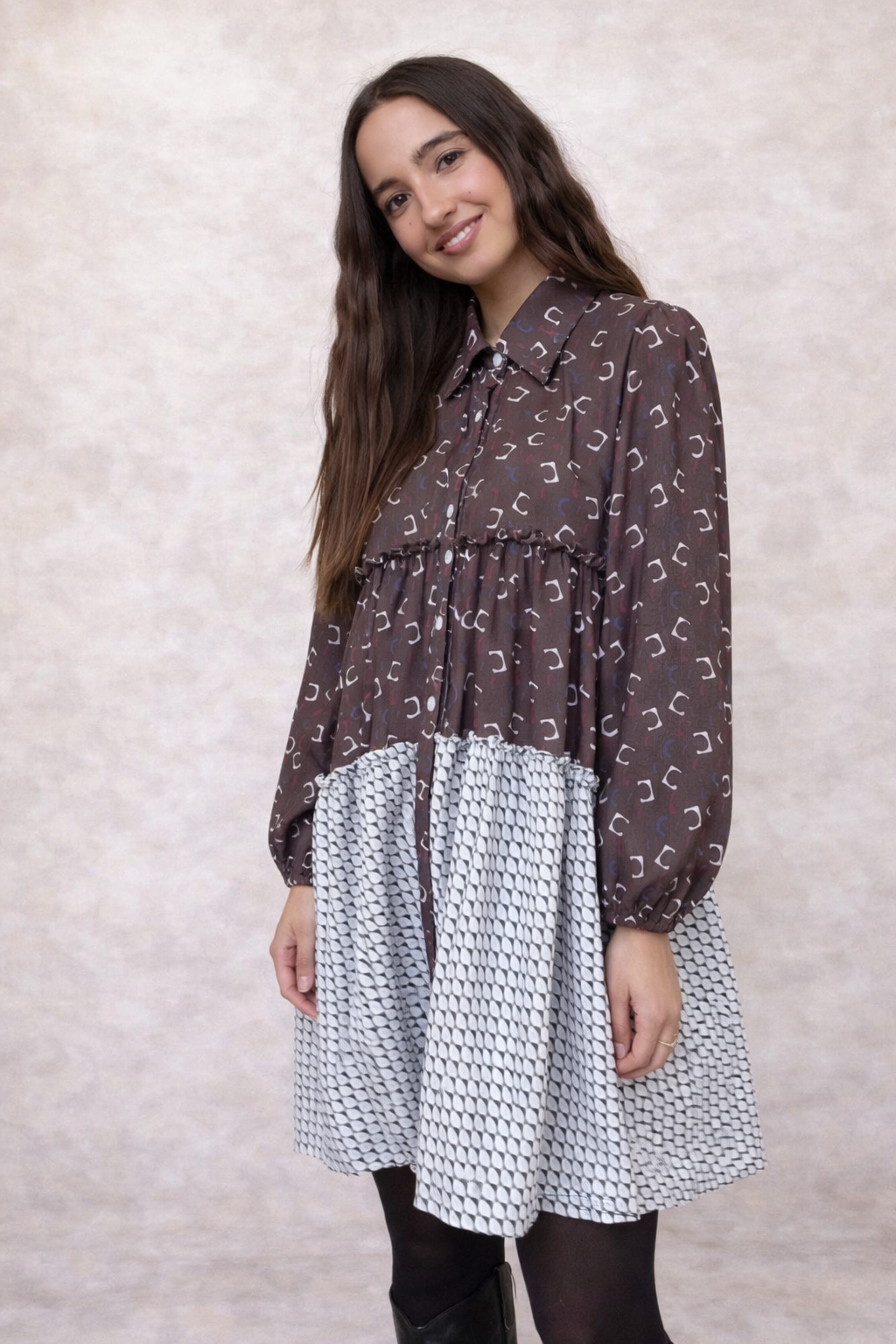 Vestido Sevilla Brown Geometric