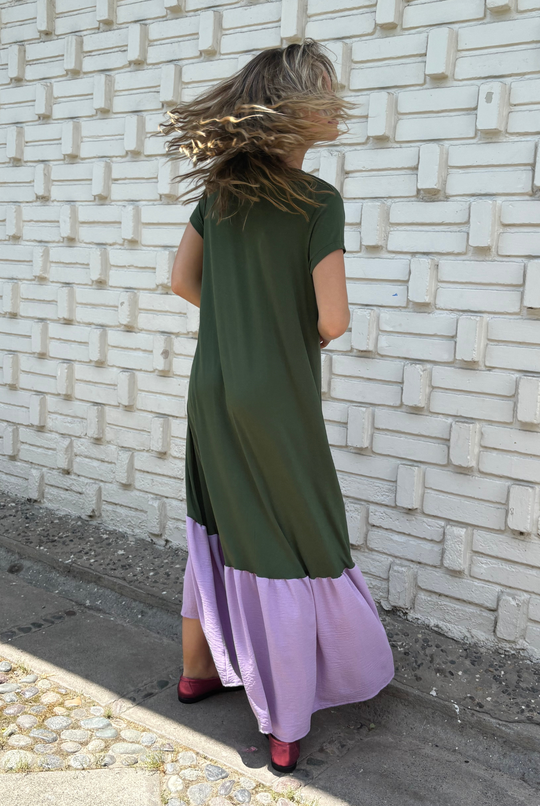 VESTIDO RUFALLO GREEN/PURPLE