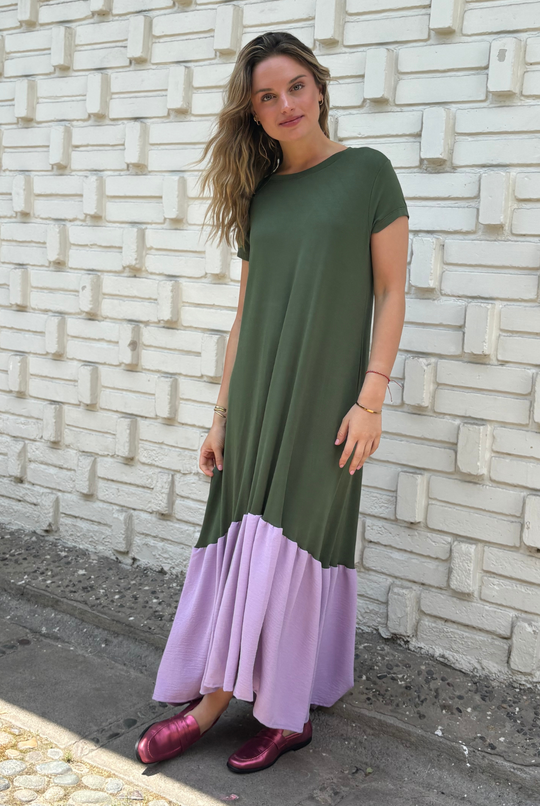 VESTIDO RUFALLO GREEN/PURPLE