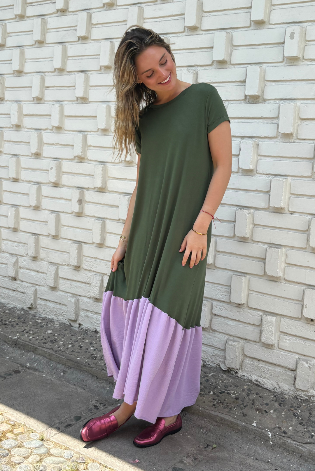 VESTIDO RUFALLO GREEN/PURPLE