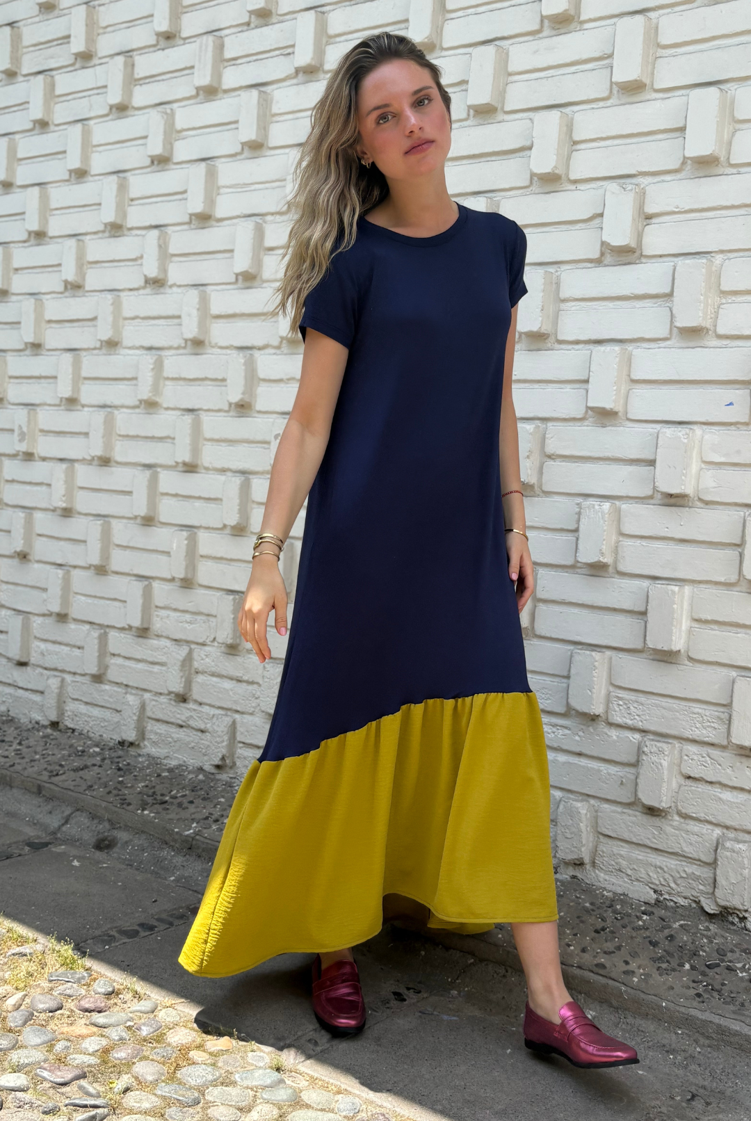 VESTIDO RUFALLO BLUE/YELLOW