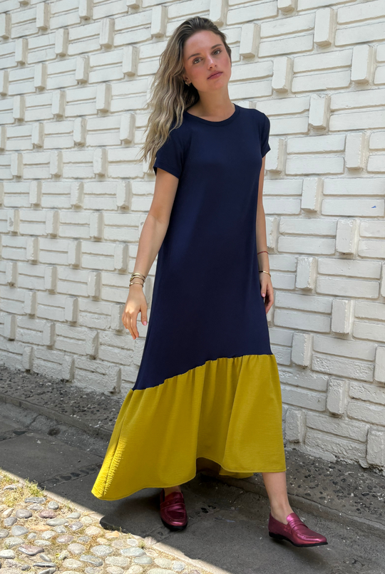 VESTIDO RUFALLO BLUE/YELLOW