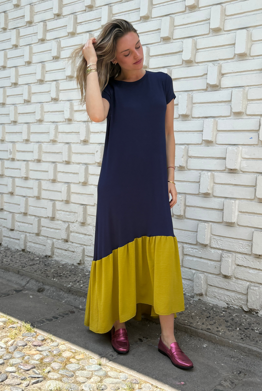 VESTIDO RUFALLO BLUE/YELLOW
