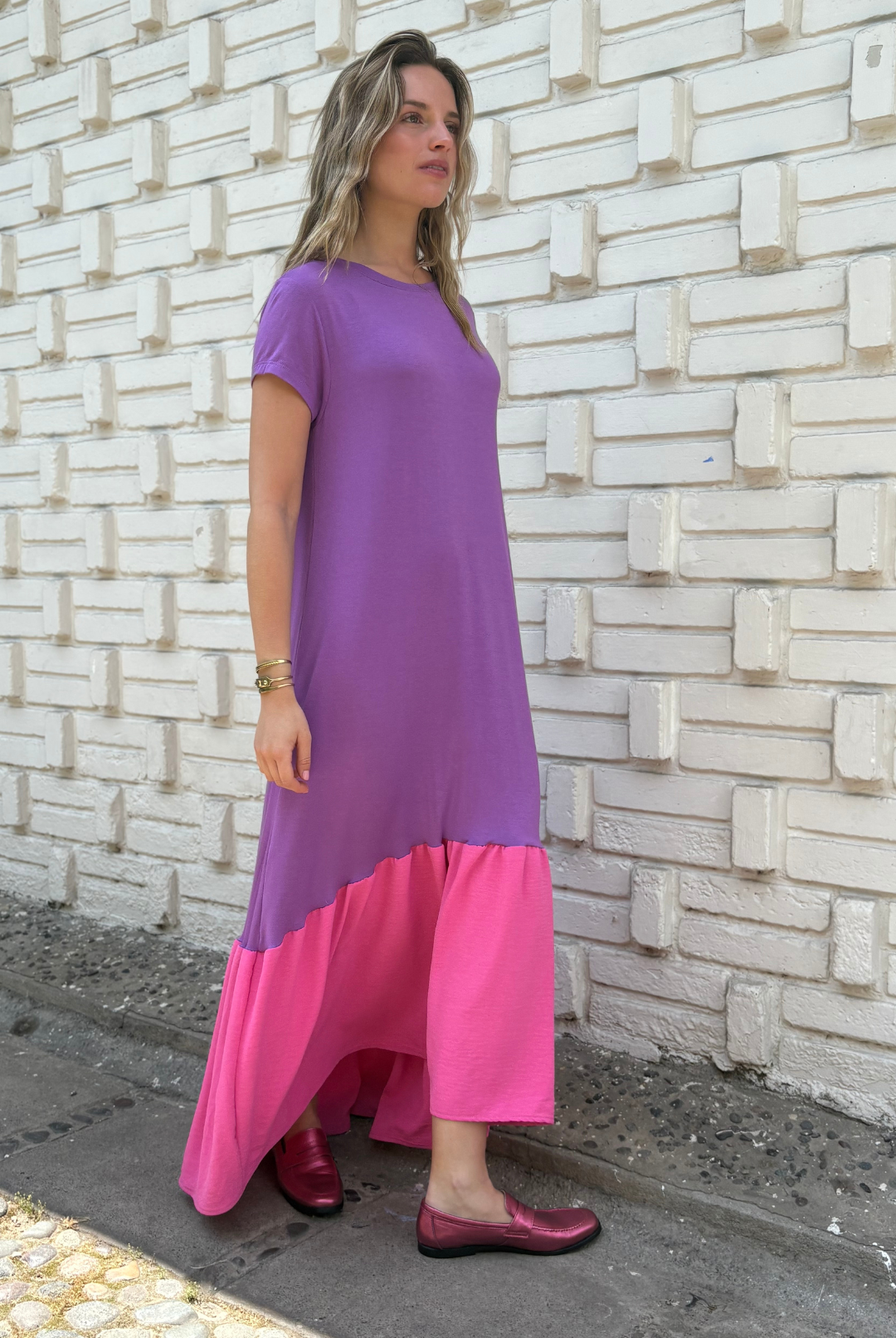 VESTIDO RUFALLO PURPLE/PINK