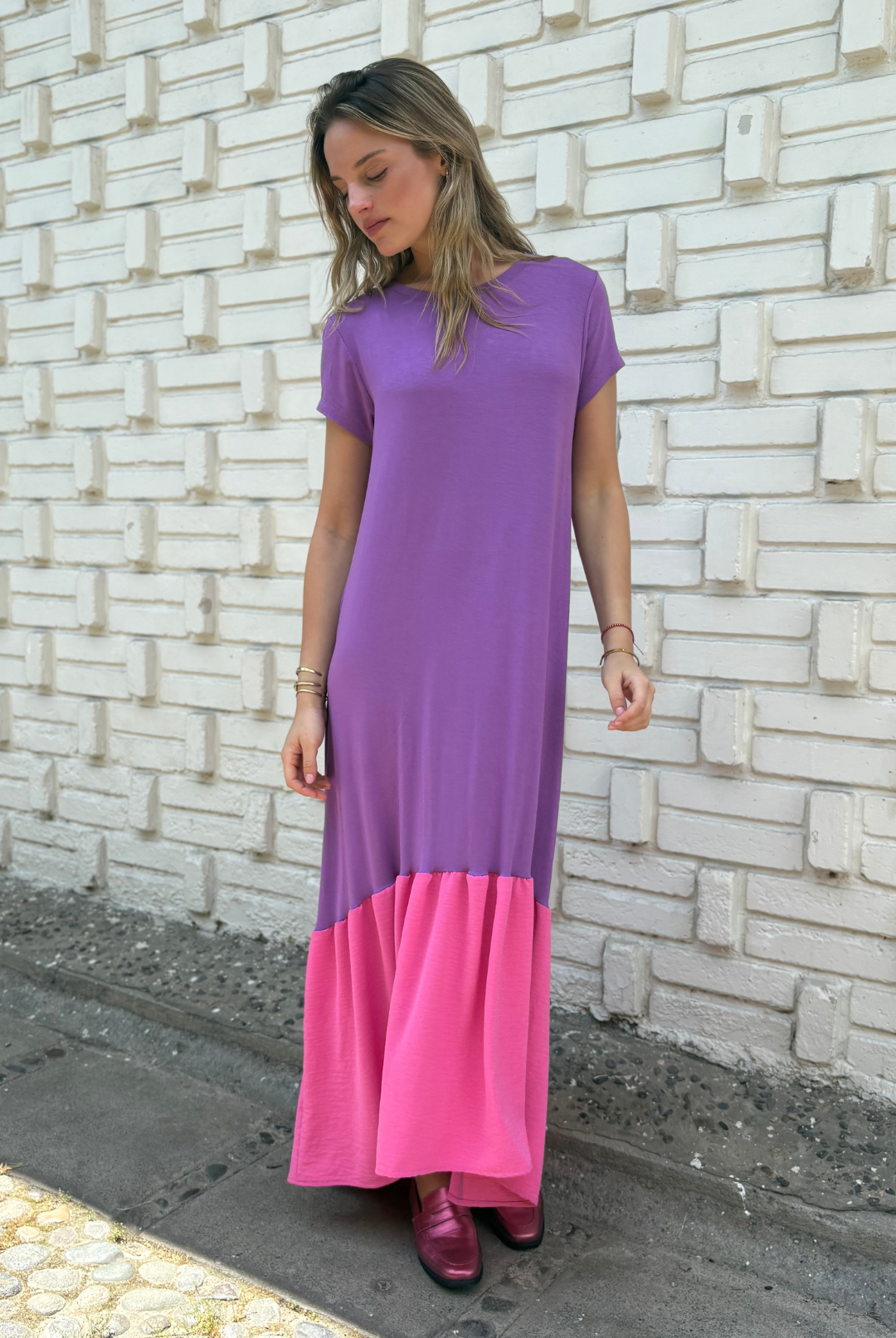 VESTIDO RUFALLO PURPLE/PINK