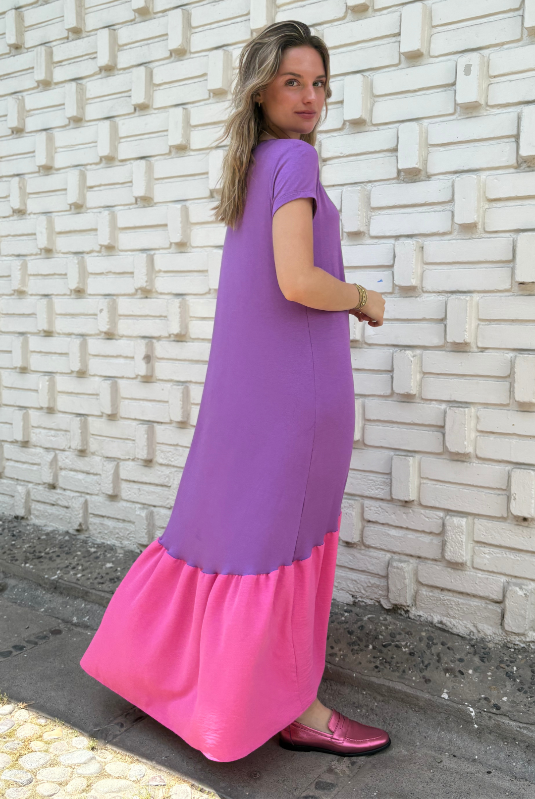 VESTIDO RUFALLO PURPLE/PINK