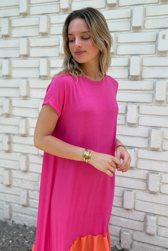 VESTIDO RUFALLO PINK/ORANGE