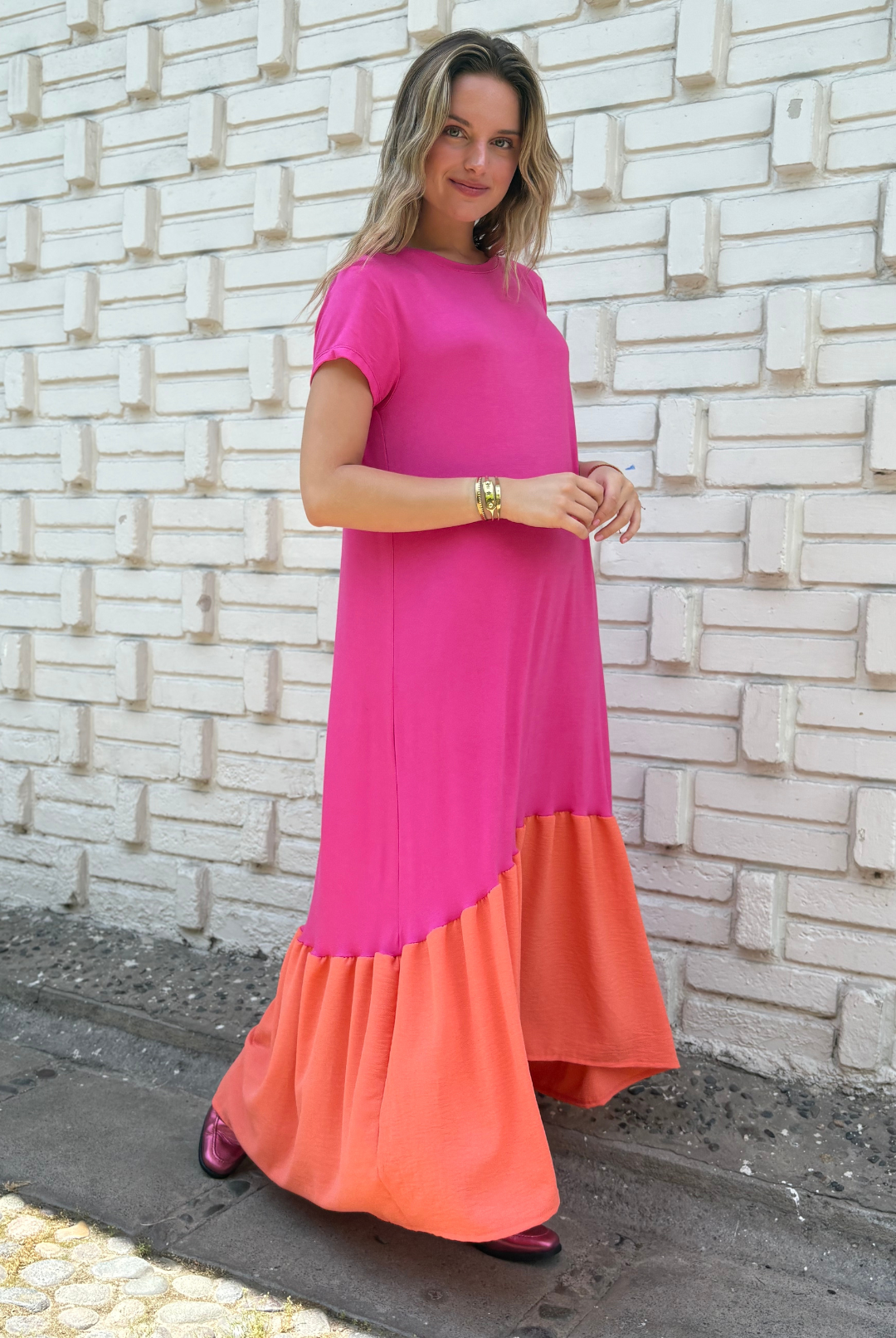 VESTIDO RUFALLO PINK/ORANGE
