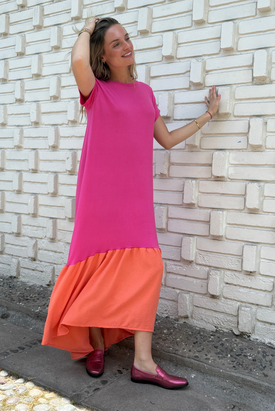 VESTIDO RUFALLO PINK/ORANGE