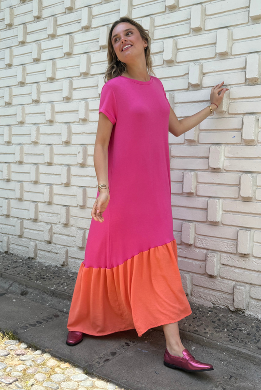 VESTIDO RUFALLO PINK/ORANGE