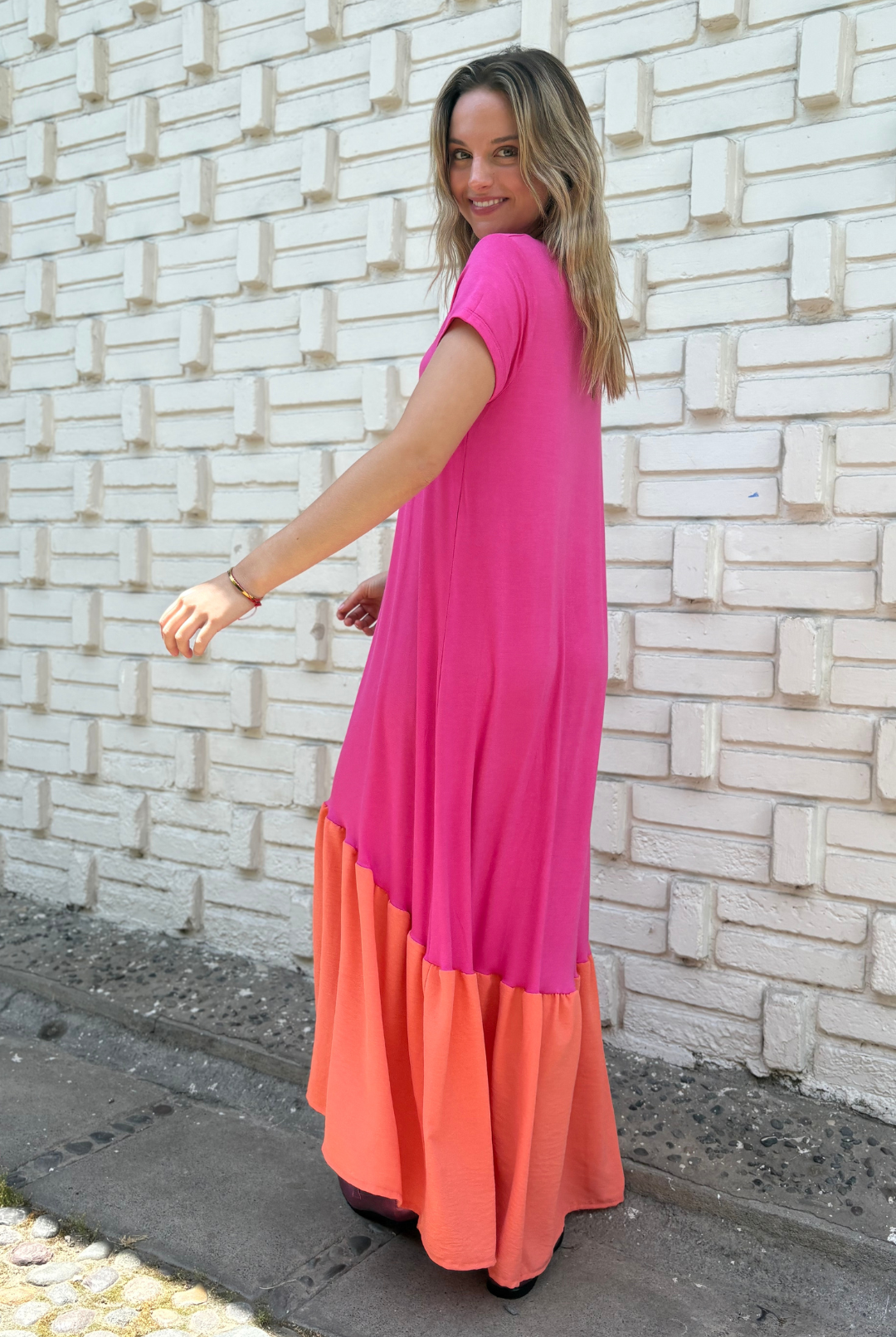VESTIDO RUFALLO PINK/ORANGE
