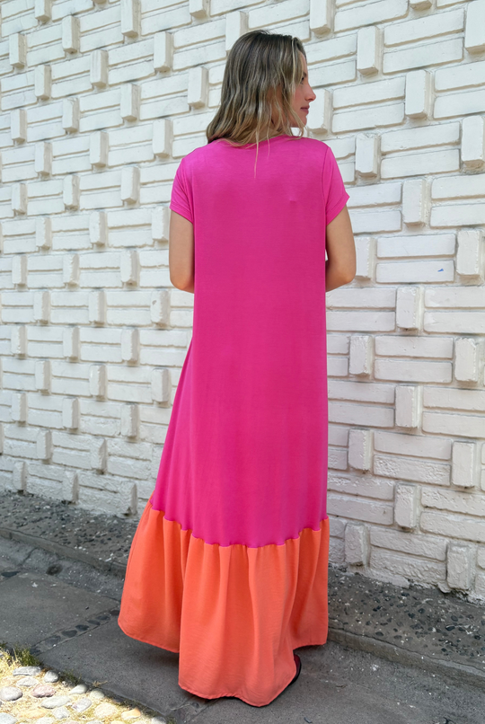 VESTIDO RUFALLO PINK/ORANGE