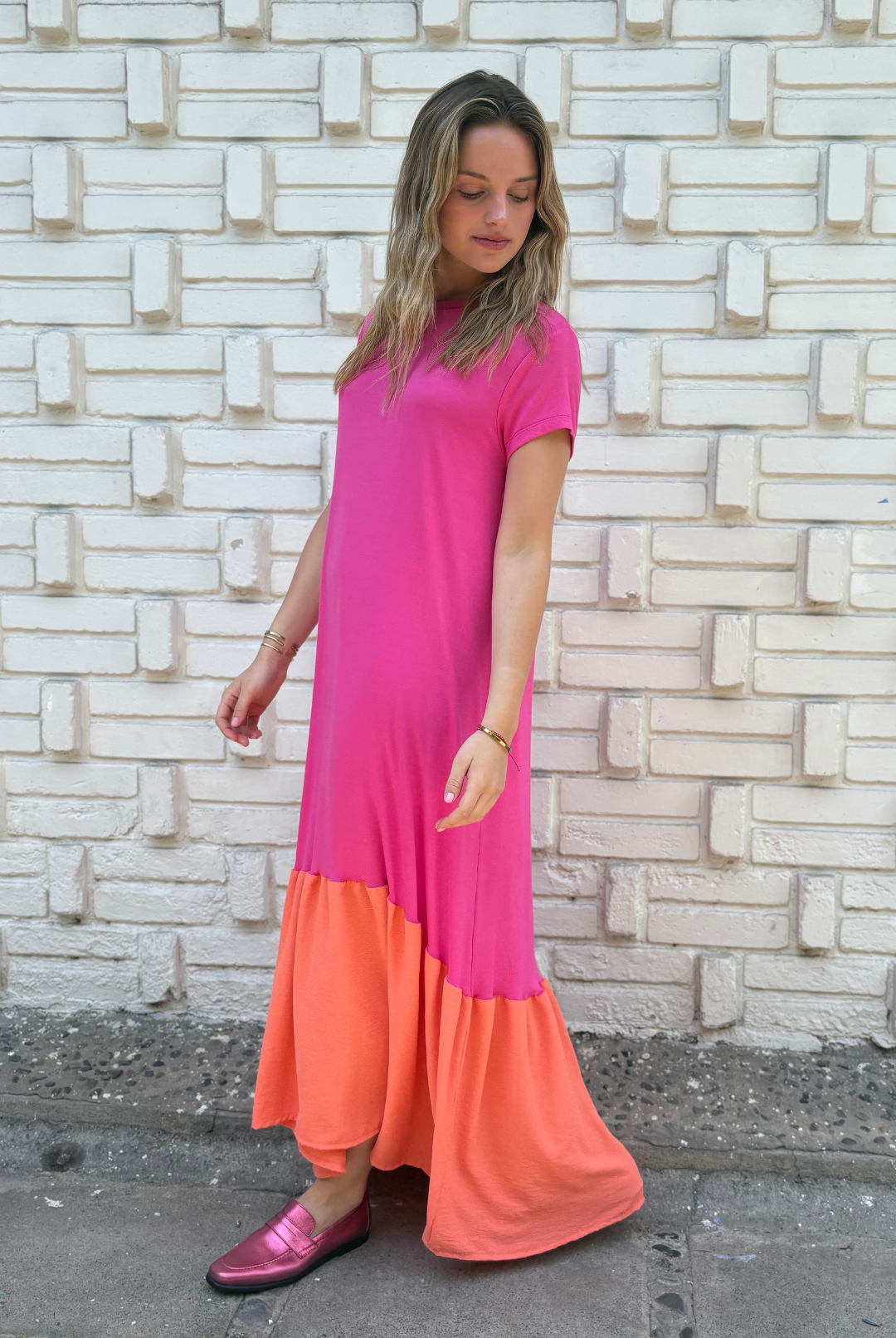 VESTIDO RUFALLO PINK/ORANGE