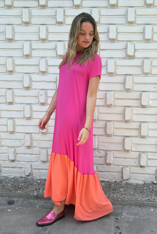 VESTIDO RUFALLO PINK/ORANGE