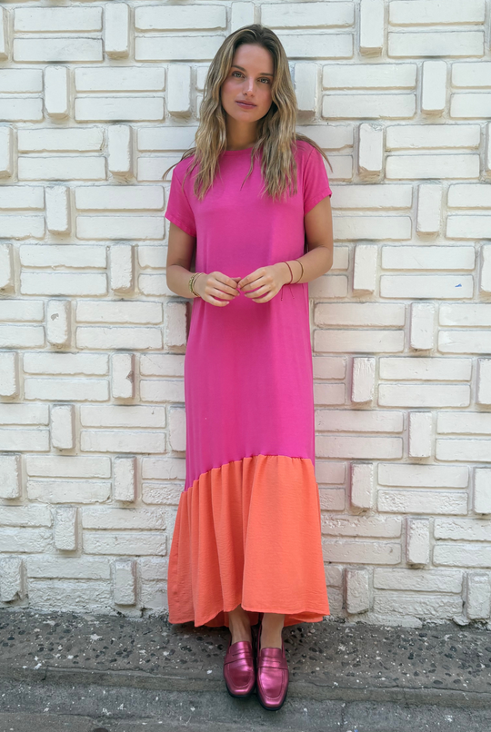 VESTIDO RUFALLO PINK/ORANGE