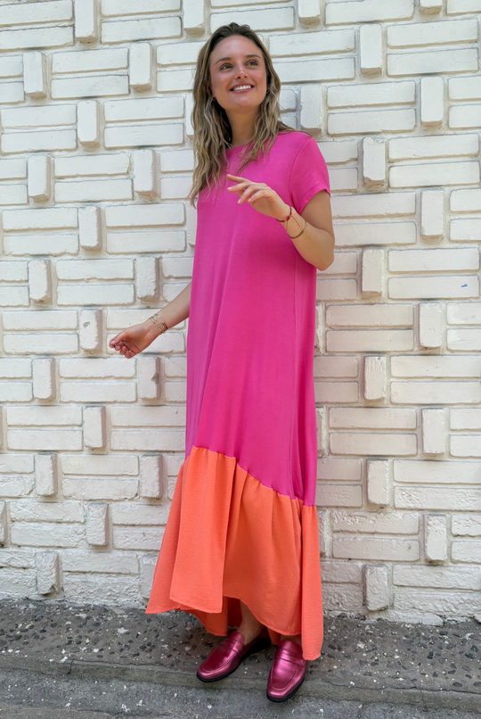 VESTIDO RUFALLO PINK/ORANGE