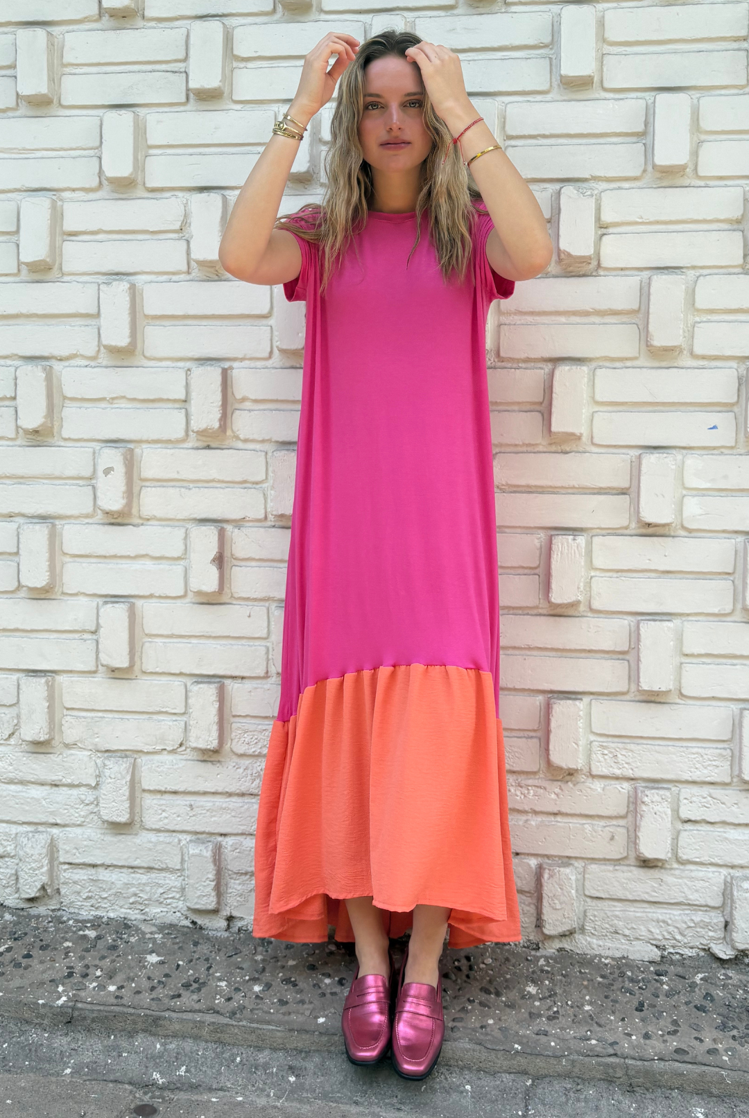 VESTIDO RUFALLO PINK/ORANGE