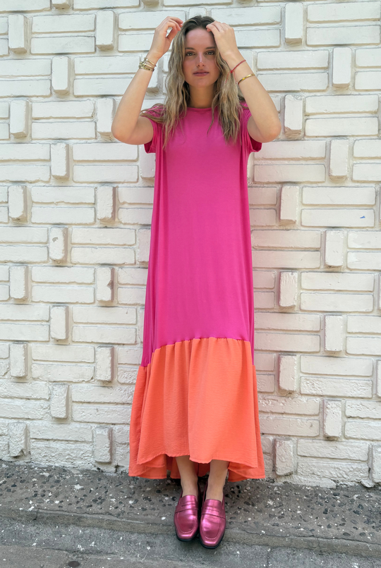 VESTIDO RUFALLO PINK/ORANGE
