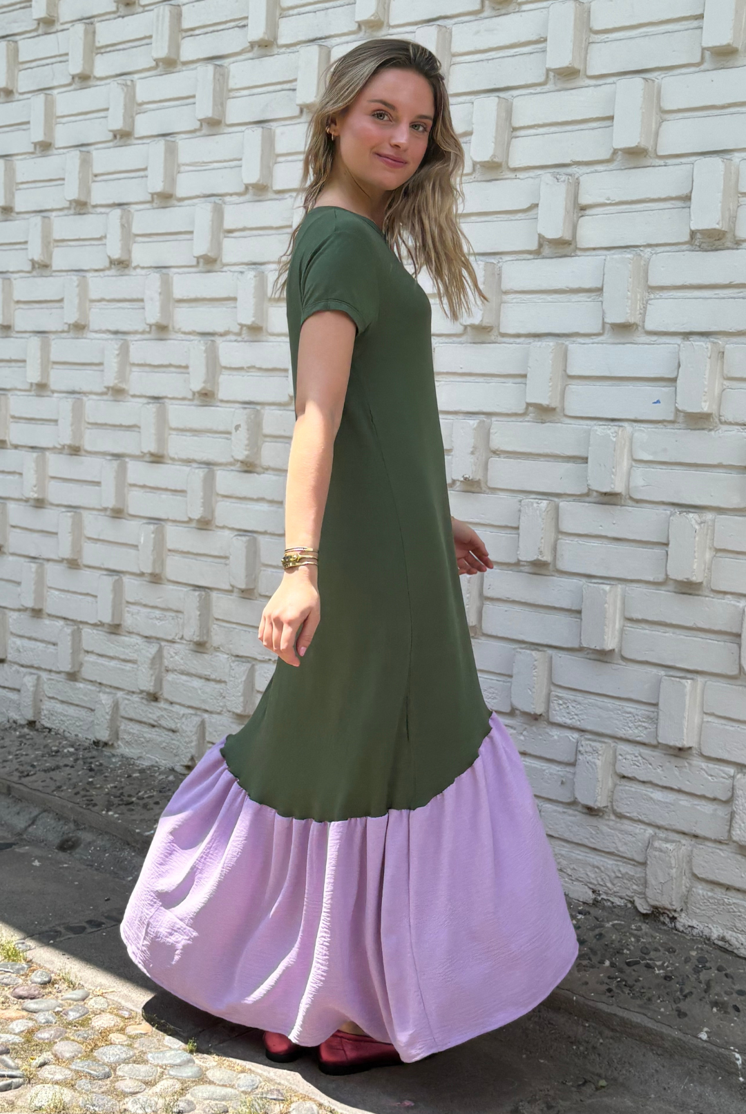 VESTIDO RUFALLO GREEN/PURPLE