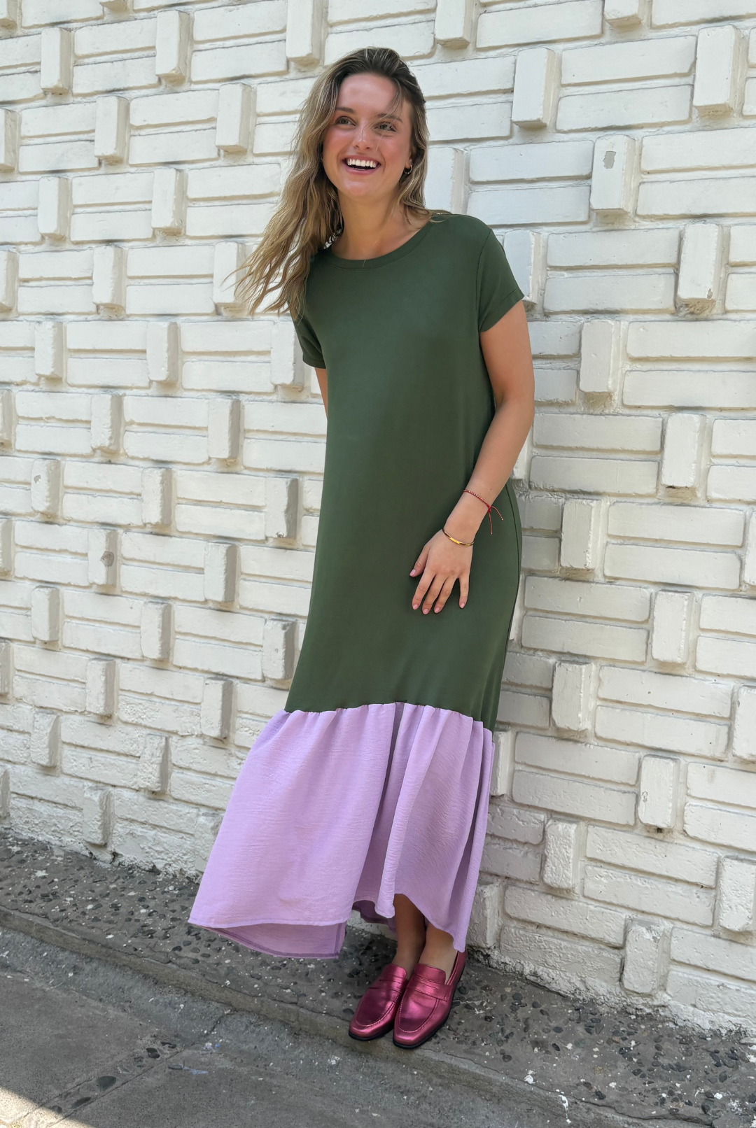 VESTIDO RUFALLO GREEN/PURPLE