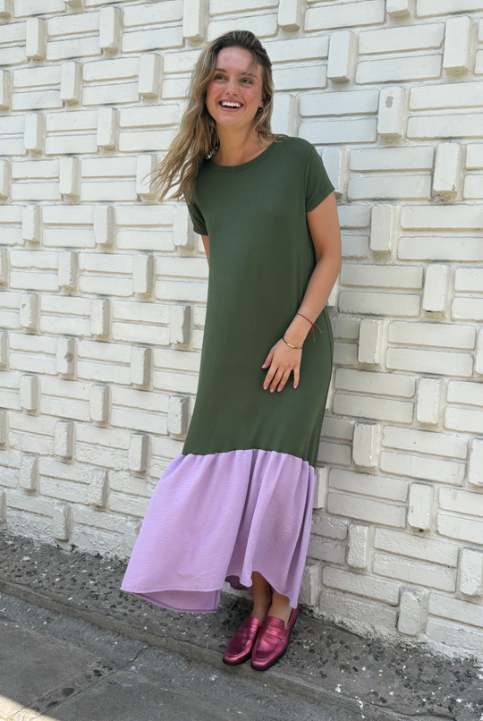 VESTIDO RUFALLO GREEN/PURPLE