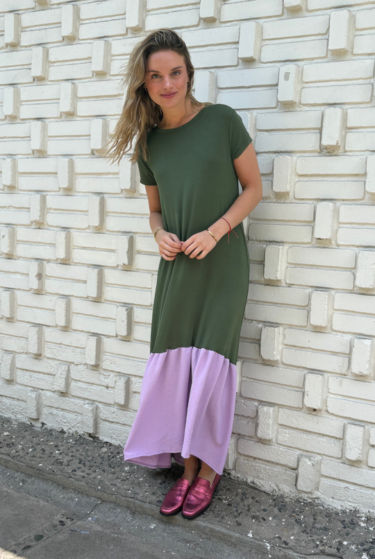 VESTIDO RUFALLO GREEN/PURPLE
