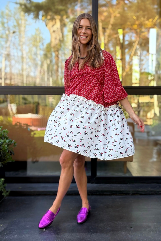 Vestido Sevilla Red/white Flowers
