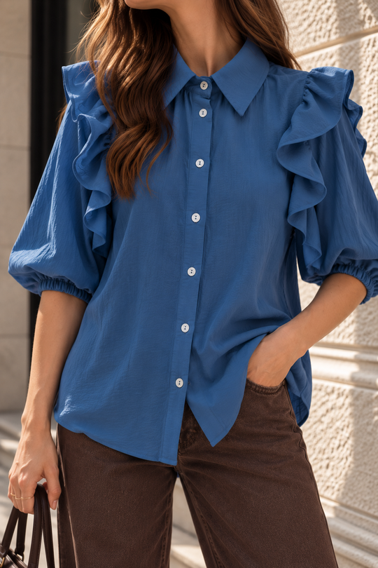 Blusa Amanda doble vuelo blue