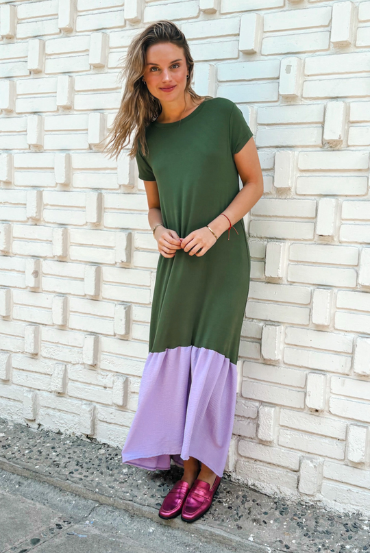 VESTIDO RUFALLO GREEN/PURPLE