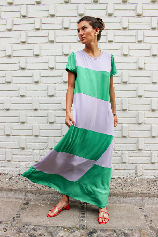 Vestido Delfi Lila/Verde